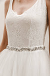 Harper Crystal Belt: Silver / Organza Ties - Off White