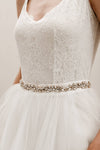 Harper Crystal Belt: Silver / Organza Ties - Off White