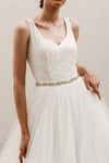 Harper Crystal Belt: Silver / Organza Ties - Off White