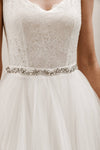 Harper Crystal Belt: Silver / Organza Ties - Off White