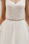 Harper Crystal Belt: Silver / Organza Ties - Off White