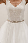 Harper Crystal Belt: Silver / Organza Ties - Off White