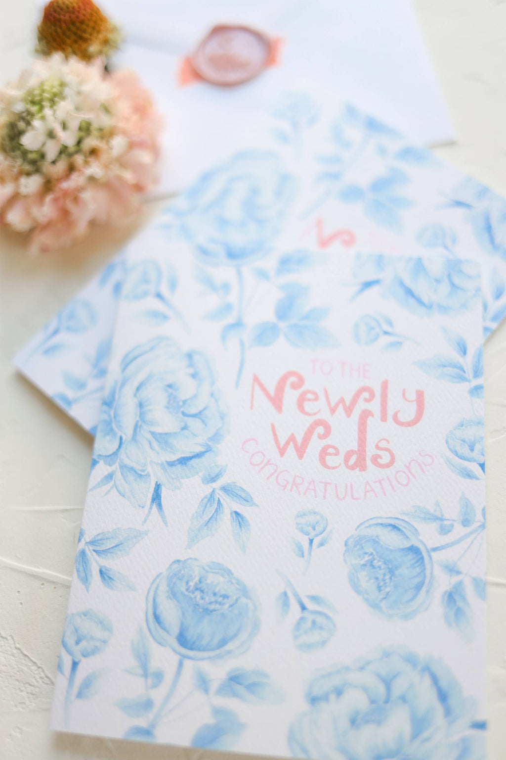 Congratulations to the newlyweds something blue wedding card