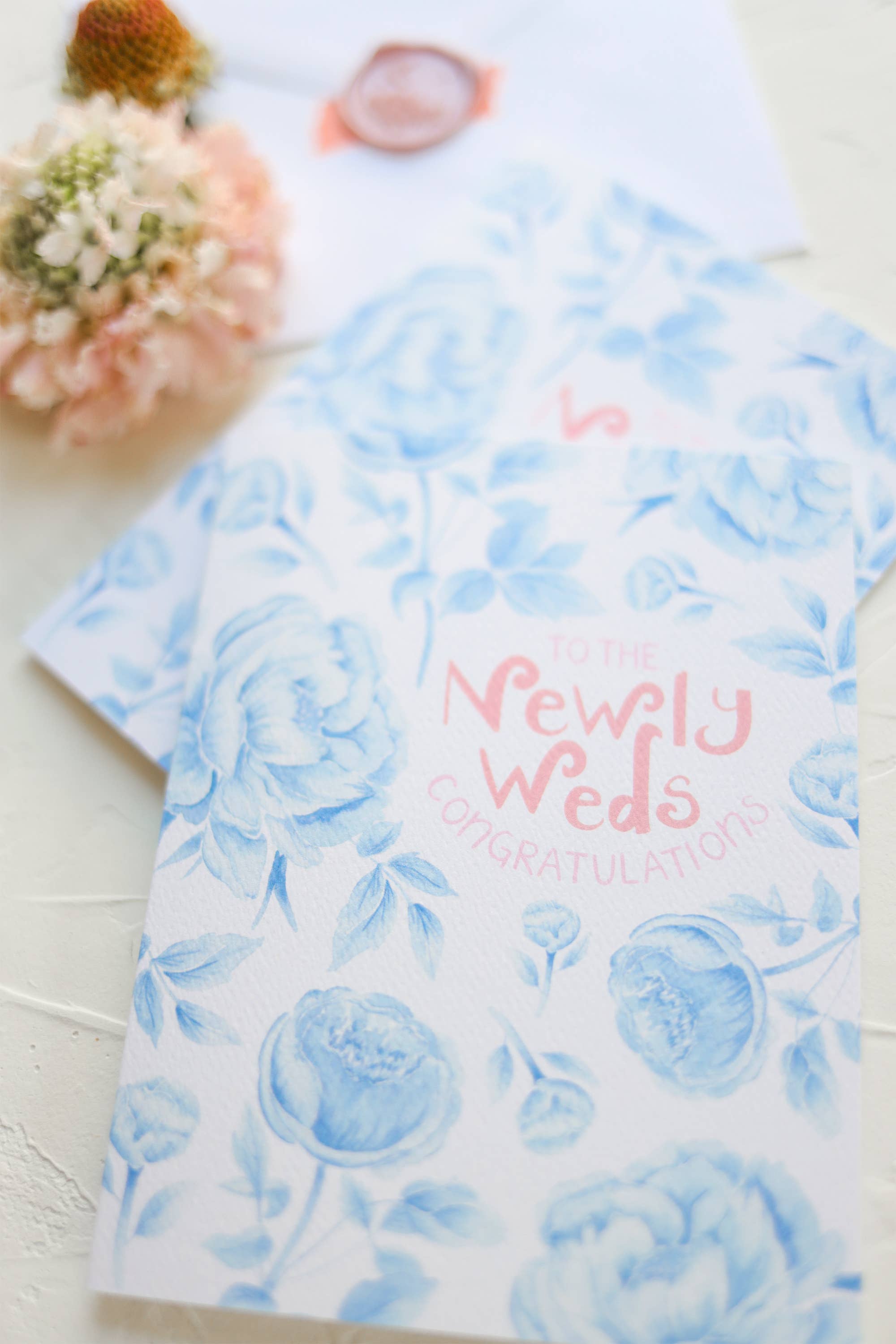 Congratulations to the newlyweds something blue wedding card